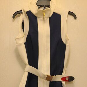 Women’s Calvin & Klien Navy Blue & Cream Scuba Dress w’ Belt